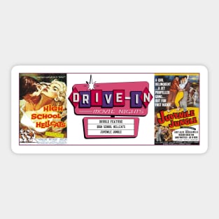 Drive-In Double Feature - High School Hellcats & Juvenile Jungle Sticker